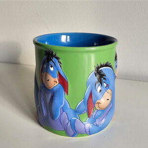 Disney Store Eeyore Mug with Green and Blue Design